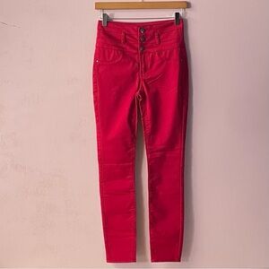 Charlotte Russe Refuge Dark Red 3-Button High Rise Skinny Jeans Size 2 EUC